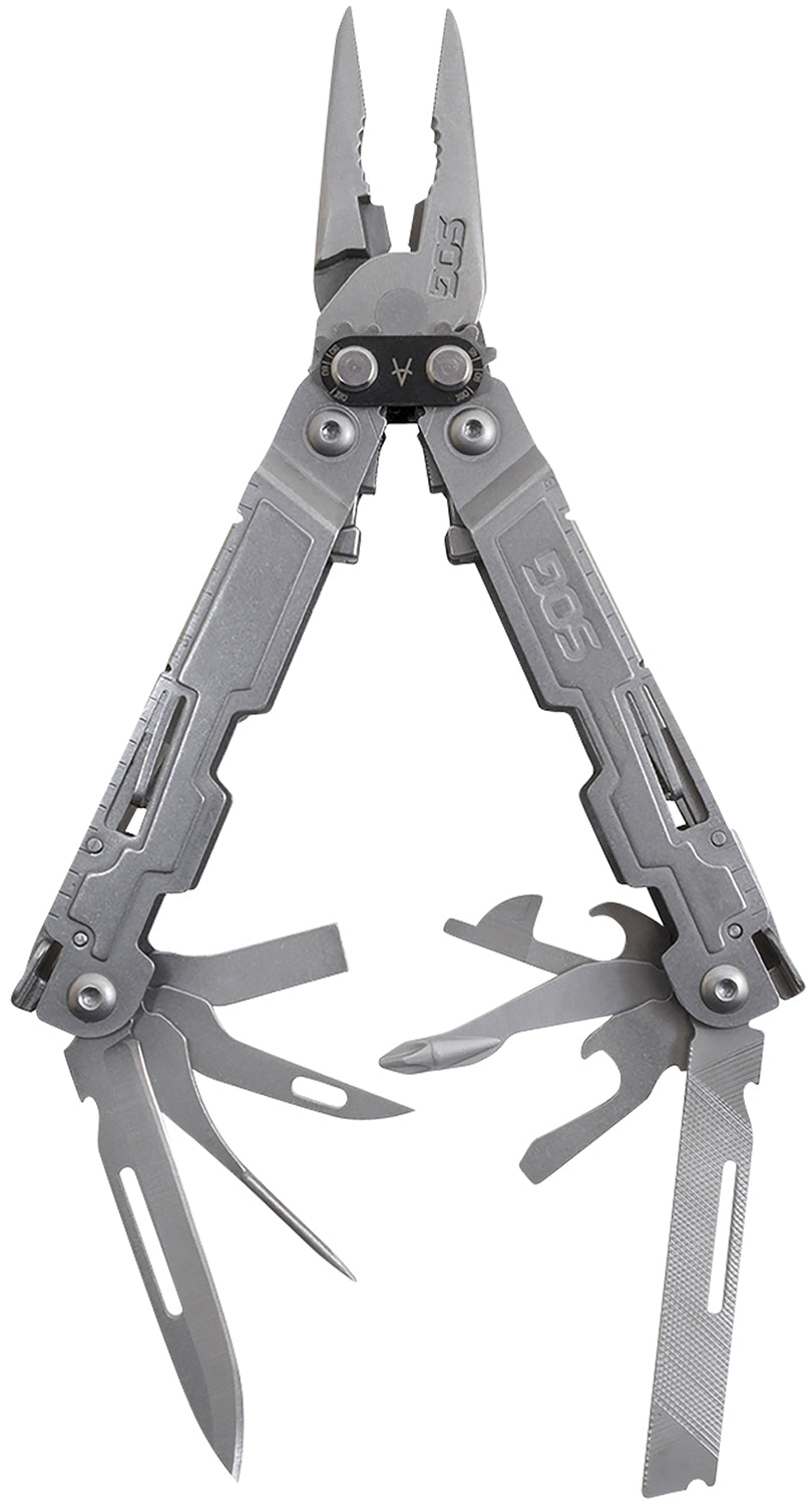 SOG SOG-PA1001-C PowerAccess Multi-Tool Silver Stainless Steel 5.90" Gear-Driven Compound Leverage 18 Tools