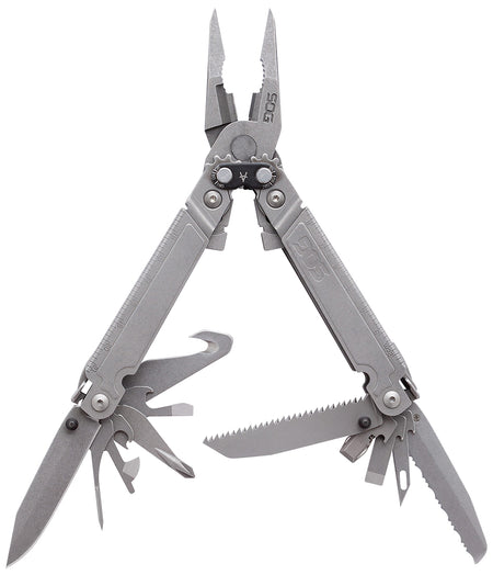 SOG SOGPA3001CP PowerAccess MT Multi-Tool Stone Washed SS 6.82" Assisted Open Compound Leverage 18 Functions