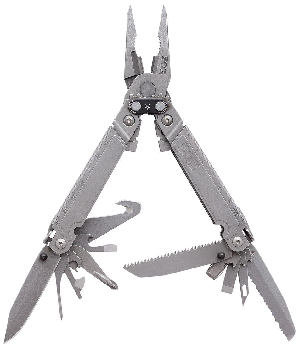 SOG SOGPA3001CP PowerAccess MT Multi-Tool Stone Washed SS 6.82" Assisted Open Compound Leverage 18 Functions