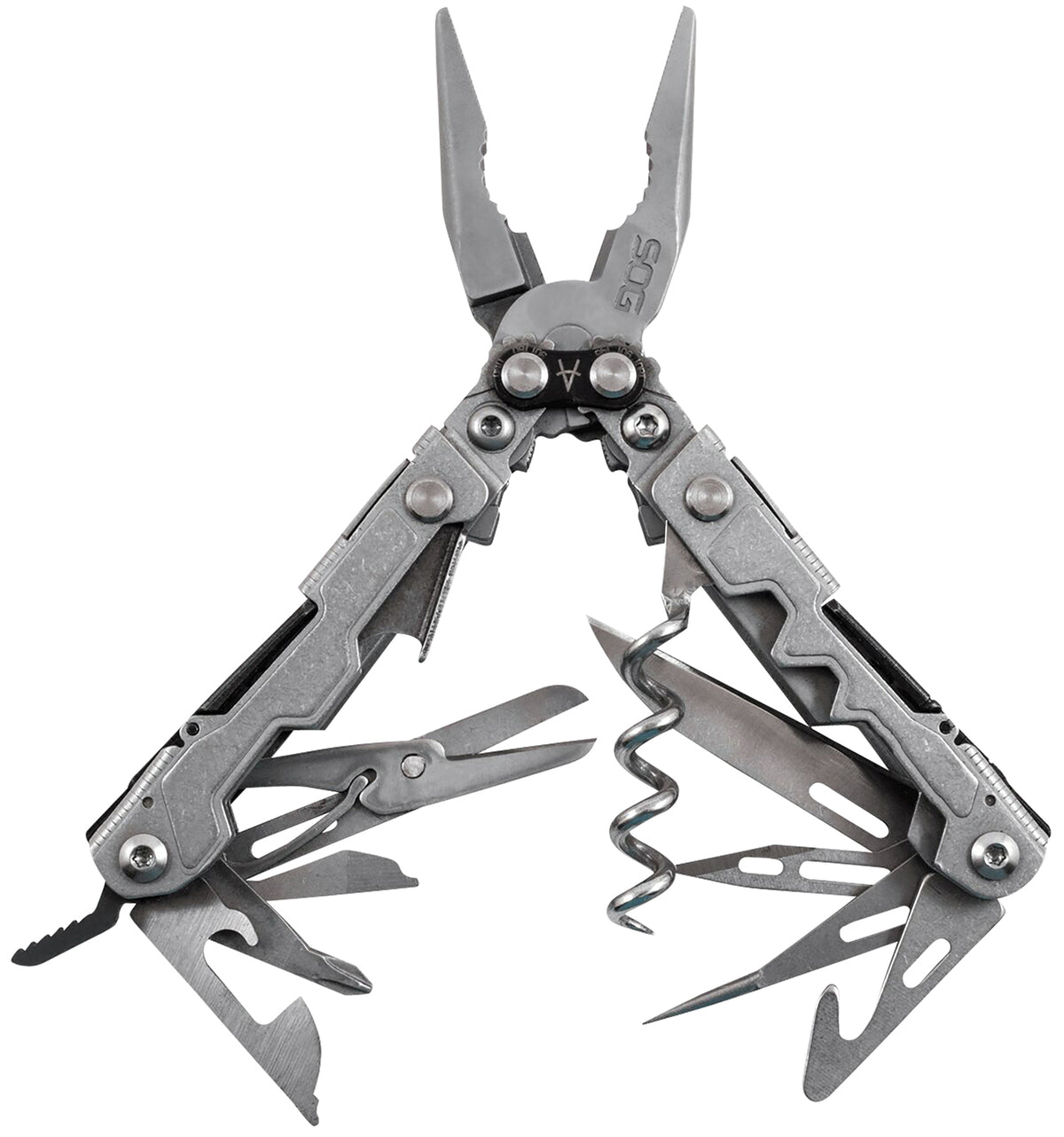SOG SOG-PL1001-C PowerLitre Multi-Tool Stonewashed 5Cr15MoV SS 5.10" Long 19 Functions Compound Leverage with Corkscrew