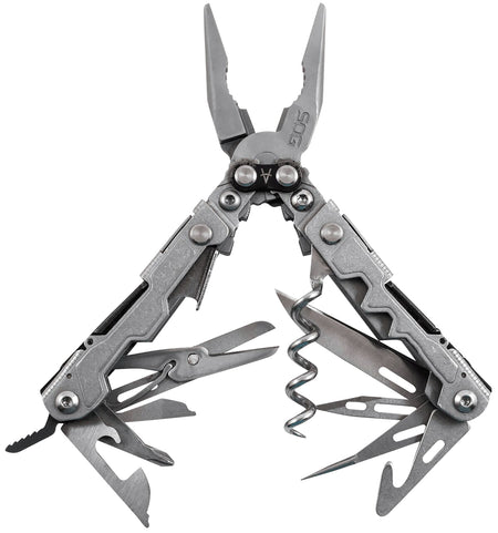 SOG SOG-PL1001-C PowerLitre Multi-Tool Stonewashed 5Cr15MoV SS 5.10" Long 19 Functions Compound Leverage with Corkscrew