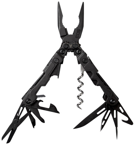 SOG SOGPL1002CP PowerLitre Multi-Tool Black Anodized SS 5" Long 19 Functions Compound Leverage Includes Corkscrew