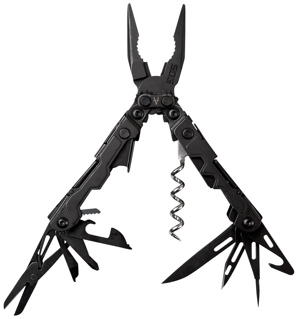 SOG SOGPL1002CP PowerLitre Multi-Tool Black Anodized SS 5" Long 19 Functions Compound Leverage Includes Corkscrew
