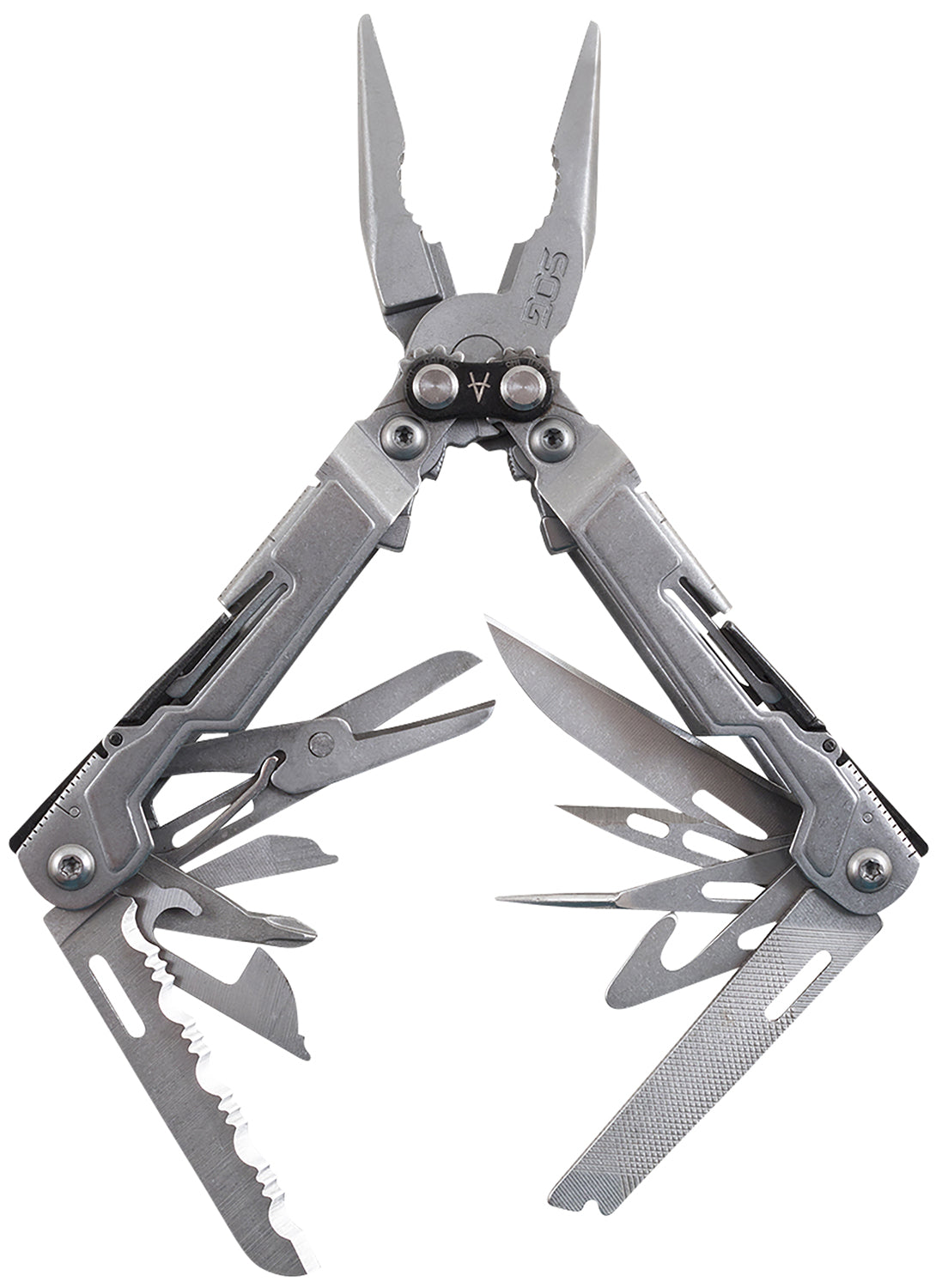 SOG SOG-PP1001-CP PowerPint Multi-Tool Stonewashed 5Cr15MoV SS 5" Long Compound Leverage 18 Functions