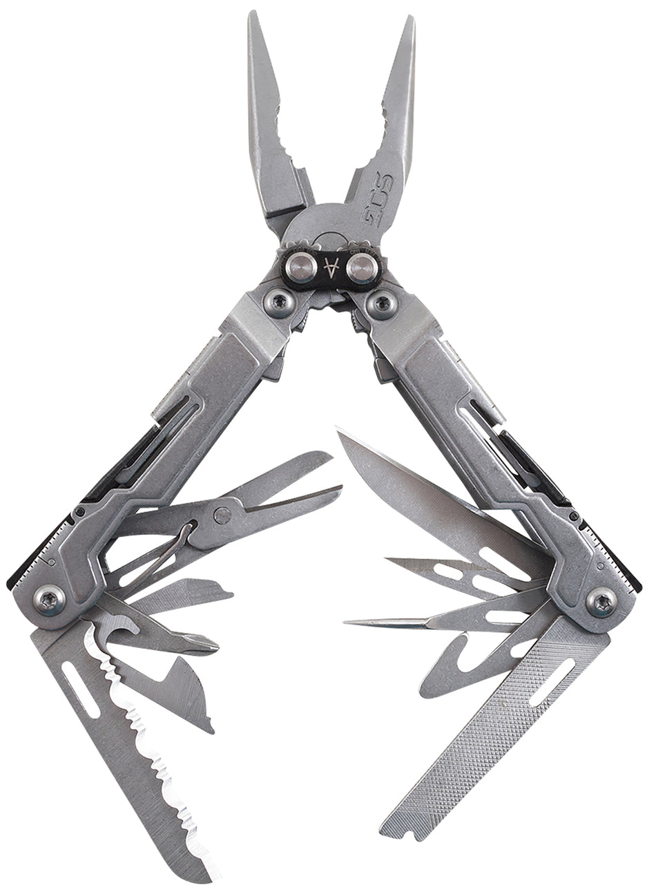SOG SOG-PP1001-CP PowerPint Multi-Tool Stonewashed 5Cr15MoV SS 5" Long Compound Leverage 18 Functions