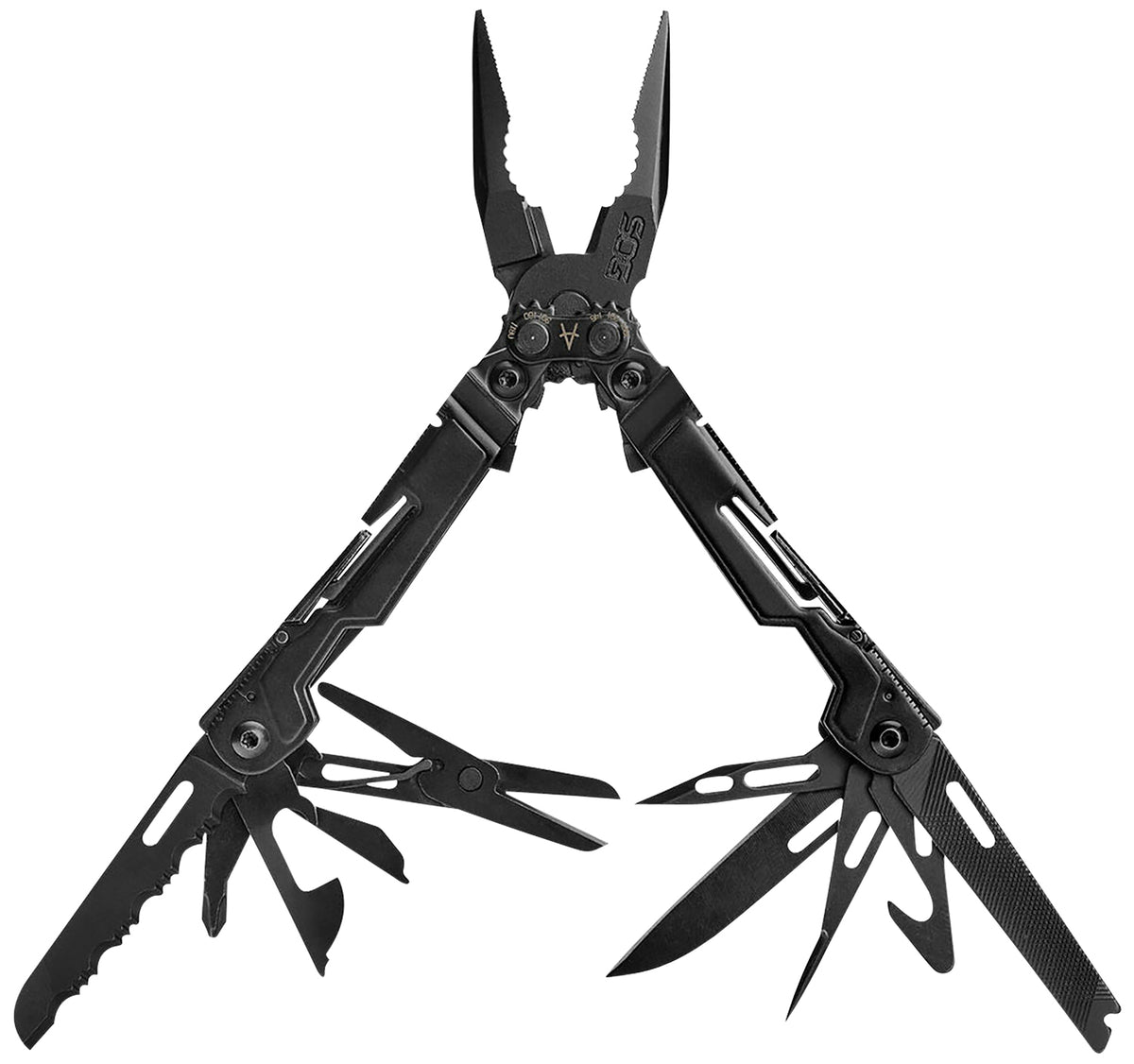 SOG SOG-PP1002-C PowerPint Multi-Tool Black Hardcoat Anodized 5Cr15MoV SS 5.10" Long Compound Leverage 18 Functions