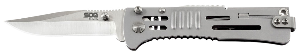 SOG SlimJim 3.18" Folding Clip Point Plain AUS-8A SS Knife with SAT Assisted Opening and 420 SS Handle