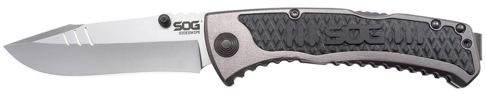 SOG Sideswipe 3.40" Folding Assisted Clip Point Plain 7Cr15MoV SS Blade with Anodized Aluminum and G10 Handle
