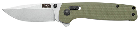 SOG Terminus XR 2.95" Folding Clip Point Plain Stonewashed BD1 Steel Blade with OD Green G10 Handle and Box Packaging