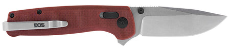 SOG Terminus XR 2.95" Folding Clip Point Plain Stonewashed D2 Blade Crimson Textured G10 Handle with Pocket Clip and Box