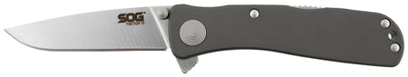 SOG Twitch II Folding Pocket Knife 2.65" Drop Point Plain AUS-8A Blade Gray Anodized Aluminum Handle with Belt Clip