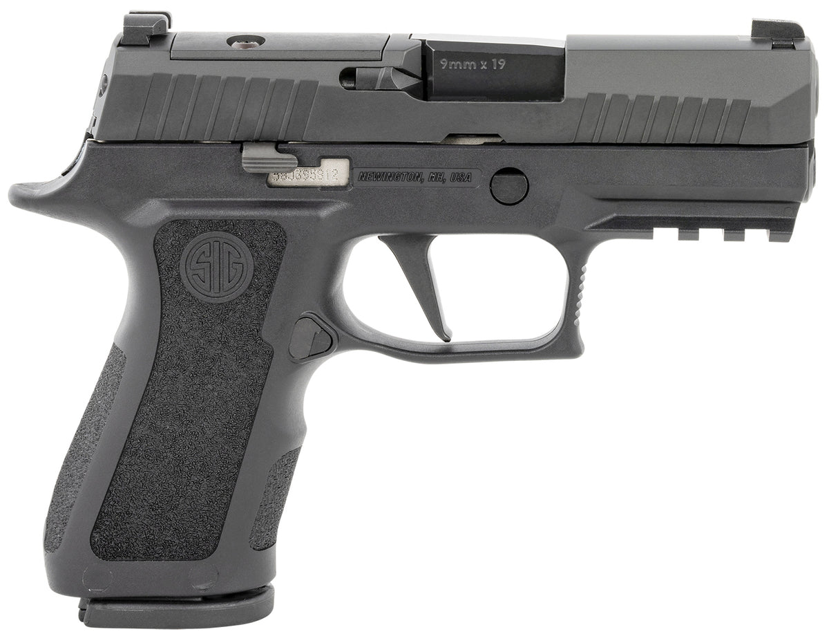 Sig Sauer P320 XCompact 9mm Luger 10+1 Pistol, 3.60" Carbon Steel Barrel, Optic Ready Black Nitron Serrated Slide, Stainless Steel Frame w/Picatinny Rail, Black Polymer Grips