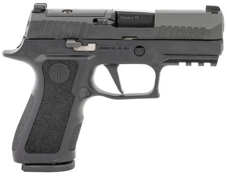 Sig Sauer P320 XCompact 9mm Luger 10+1 Pistol, 3.60" Carbon Steel Barrel, Optic Ready Black Nitron Serrated Slide, Stainless Steel Frame w/Picatinny Rail, Black Polymer Grips