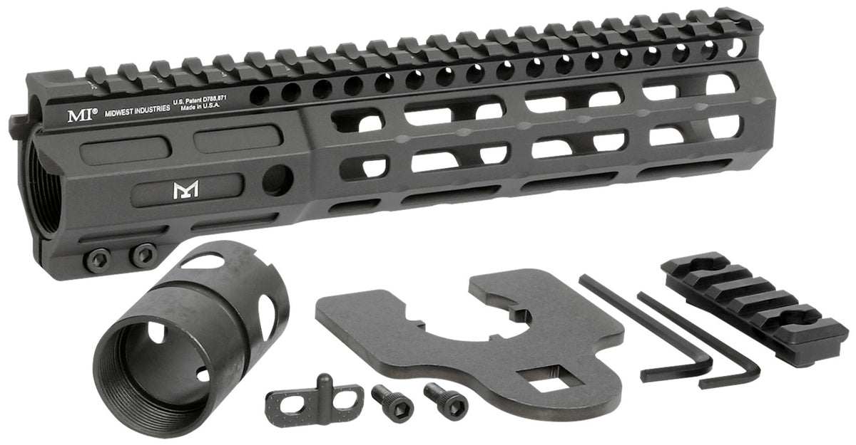Midwest Industries MINF925 Night Fighter 9.25-Inch M-LOK Black Anodized Aluminum Handguard Includes Barrel Nut & 5-Slot Rail