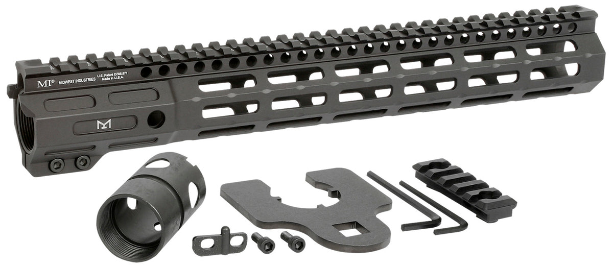 Midwest Industries MINF105 Night Fighter 10.50-Inch M-LOK Black Anodized Aluminum Handguard Includes Barrel Nut & 5-Slot Rail