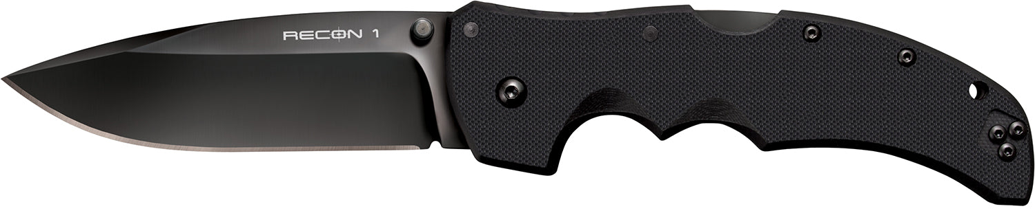 Cold Steel Recon 1 CS27BS 4" Folding Plain DLC Coated S35VN Blade Black G10 Handle Tri-Ad Lock Pocket Clip