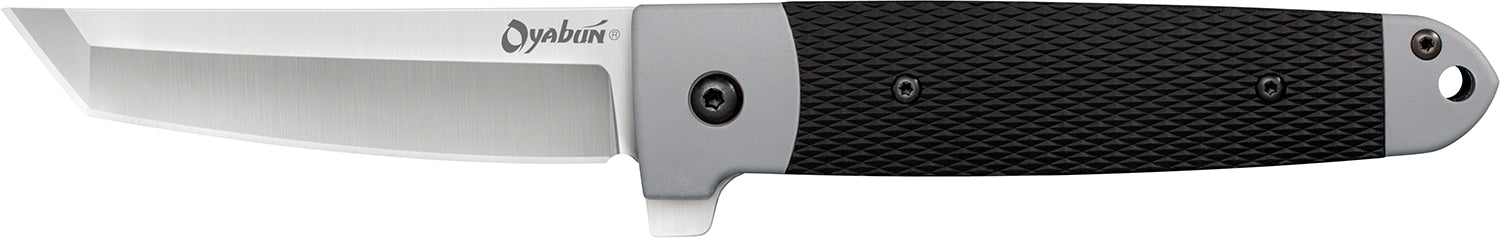 Cold Steel Oyabun Folding Knife 3.50" Plain 4034 SS Blade Black Griv-Ex GRN w/TPR Inlay Handle