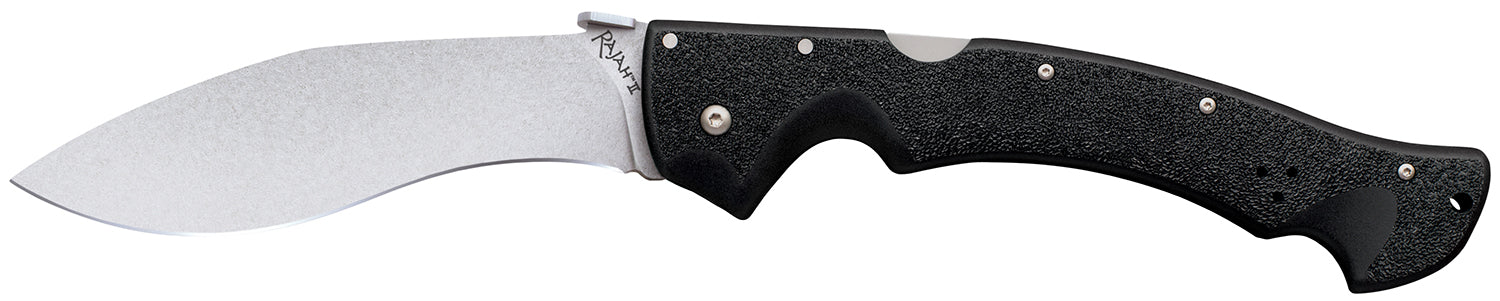 Cold Steel Rajah II 6" Folding Knife Stone Washed Japanese AUS-10A SS Blade Black Griv-Ex Handle