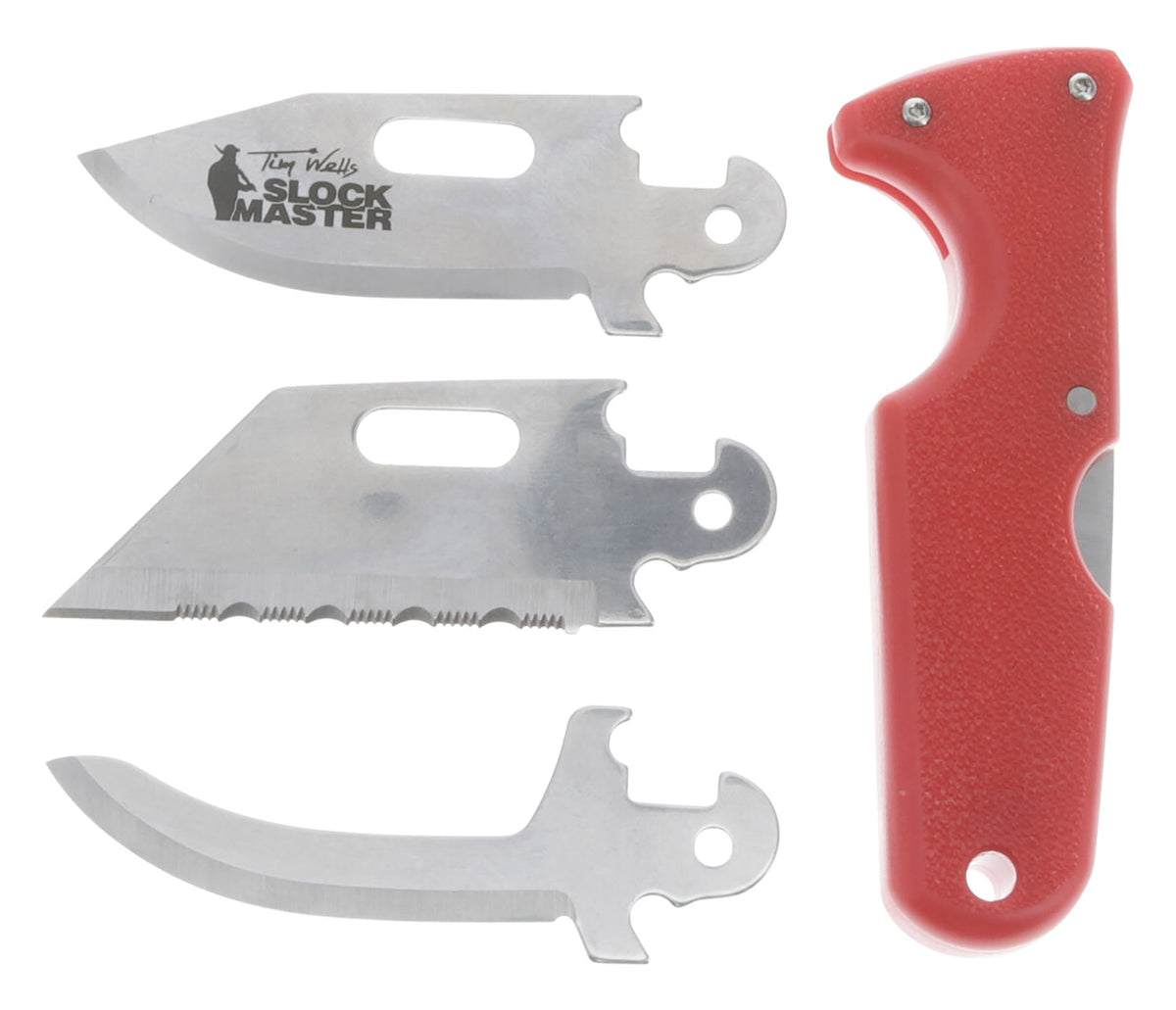 Cold Steel CS40ATZ Click-N-Cut Slock Master 2.50" Interchangeable Blade Knife Red Textured ABS Handle Includes Sheath