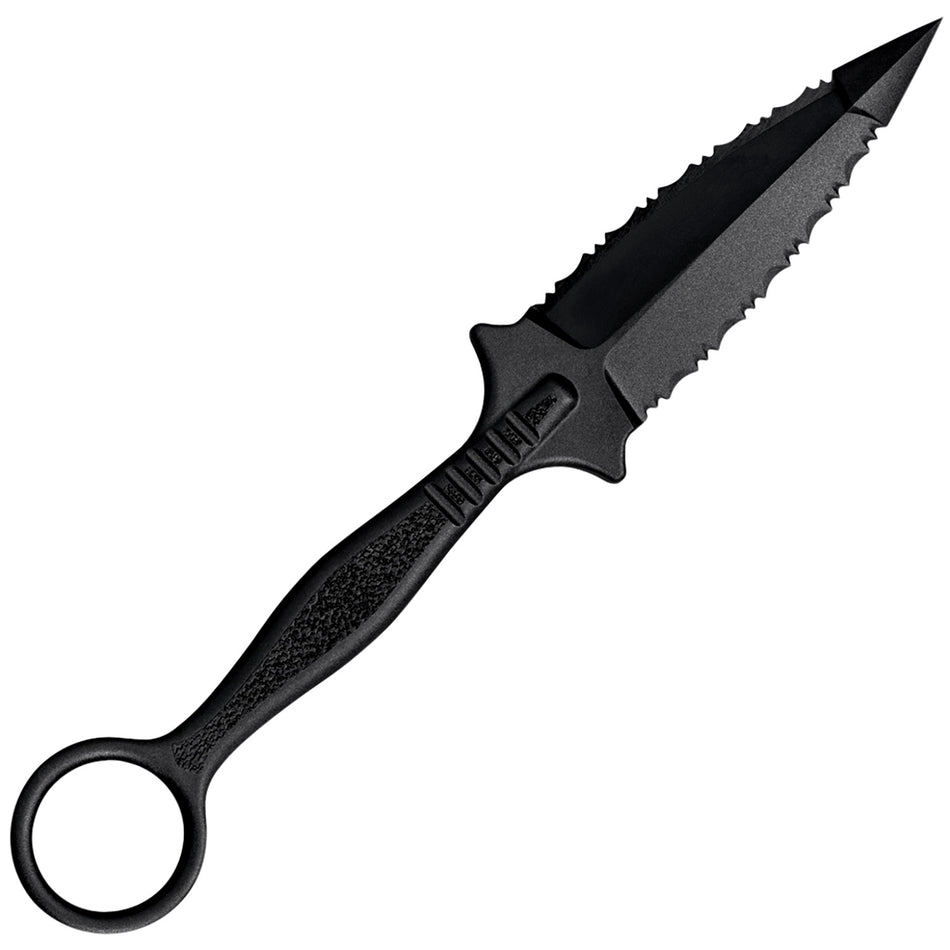 Cold Steel CS92FR FGX Ring Dagger 3.50" Fixed Serrated Dagger Griv-Ex Blade Black w/Integral Ring Handle
