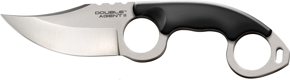 Cold Steel CS39FN Double Agent II 3" Fixed Plain AUS-8A Stainless Steel Blade Double Ring Griv-Ex Handle Includes Sheath