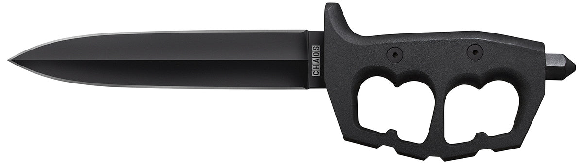 Cold Steel CS-80NTP Chaos Double Edge 7.50" Fixed Plain SK-5 High Carbon Steel Blade Black Aluminum D-Ring Handle