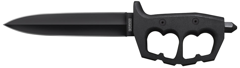 Cold Steel CS-80NTP Chaos Double Edge 7.50" Fixed Plain SK-5 High Carbon Steel Blade Black Aluminum D-Ring Handle