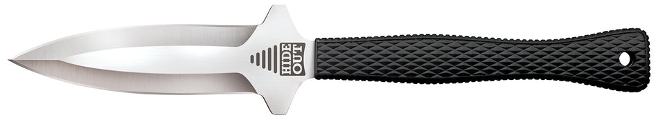 Cold Steel Hide Out 3" Fixed Plain Satin Polished Japanese AUS-8A SS Blade Black Checkered Kray-Ex Neck Knife