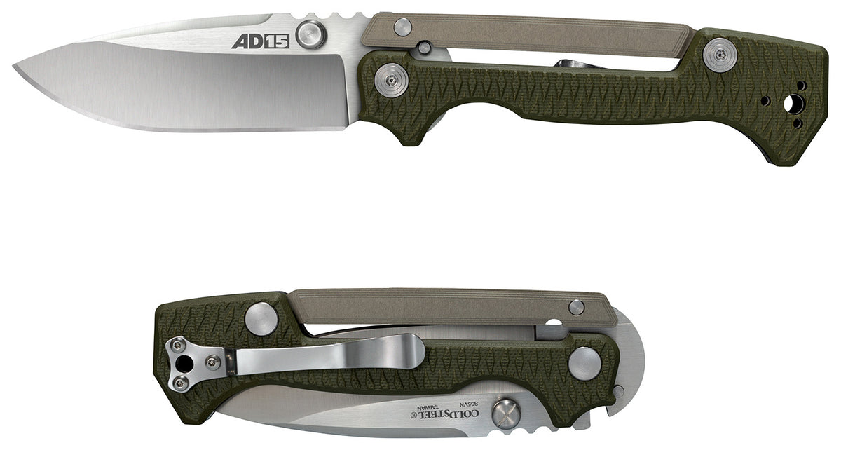 Cold Steel AD-15 3.50" Folding Plain Spear Point S35VN SS Blade Black Aluminum & G10 Scales Handle