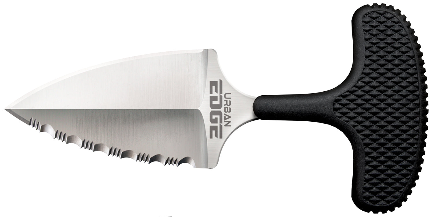 Cold Steel Urban Edge 2.50" Fixed Partially Serrated Stone Washed Japanese AUS-8A SS Blade Black Textured Kray-Ex Handle
