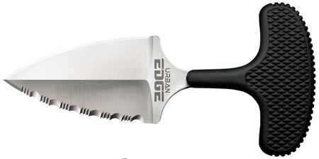 Cold Steel Urban Edge 2.50" Fixed Partially Serrated Stone Washed Japanese AUS-8A SS Blade Black Textured Kray-Ex Handle