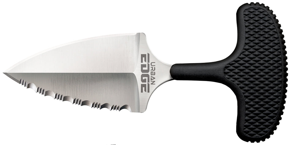 Cold Steel Urban Edge 2.50" Fixed Partially Serrated Stone Washed Japanese AUS-8A SS Blade Black Textured Kray-Ex Handle