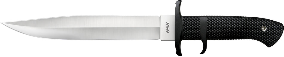 Cold Steel OSS 8.25" Fixed Blade Plain Satin AUS-8A Stainless Steel Double Edge Black Textured Kray-Ex Handle