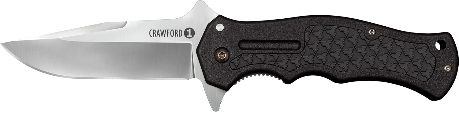 Cold Steel Crawford Model 1 3.50" Folding Plain Clip Point 4034 Stainless Steel Blade Black Traction Inlay GRN Handle