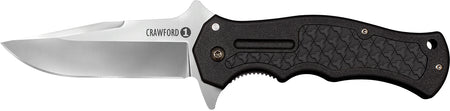 Cold Steel Crawford Model 1 3.50" Folding Plain Clip Point 4034 Stainless Steel Blade Black Traction Inlay GRN Handle
