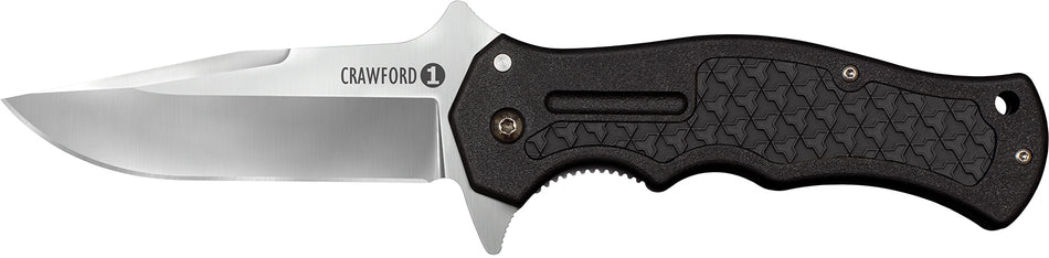 Cold Steel Crawford Model 1 3.50" Folding Plain Clip Point 4034 Stainless Steel Blade Black Traction Inlay GRN Handle