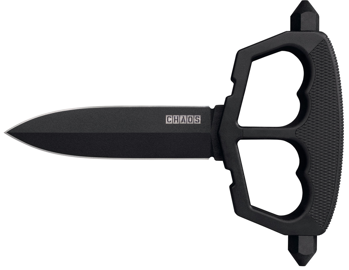 Cold Steel Chaos Push Knife 5" Fixed Plain Black Matte SK-5 Steel Blade D-Guard Griv-Ex Kray-Ex Handle Belt Loop Sheath