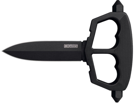 Cold Steel Chaos Push Knife 5" Fixed Plain Black Matte SK-5 Steel Blade D-Guard Griv-Ex Kray-Ex Handle Belt Loop Sheath