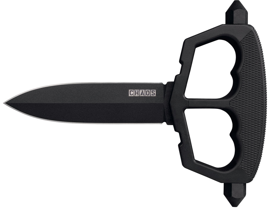 Cold Steel Chaos Push Knife 5" Fixed Plain Black Matte SK-5 Steel Blade D-Guard Griv-Ex Kray-Ex Handle Belt Loop Sheath
