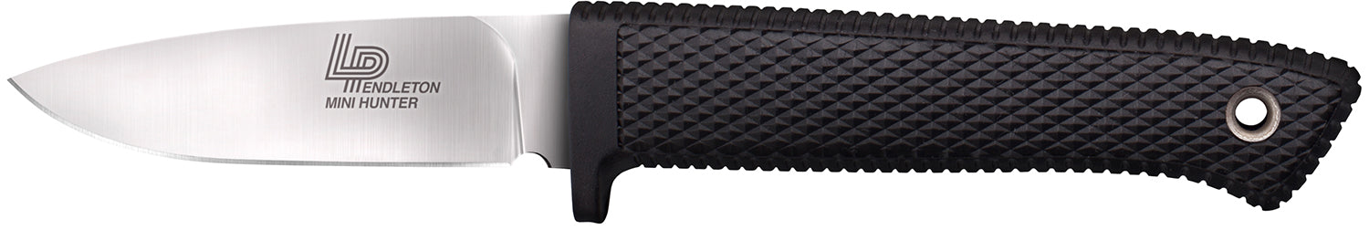 Cold Steel Pendleton Mini Hunter 3" Fixed Blade Plain Stonewashed AUS-10A Stainless Steel Black Textured Kray-Ex Handle