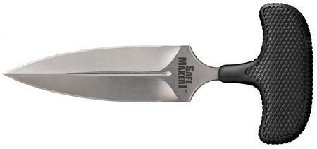 Cold Steel CS12DBST Safe Maker I Fixed 4.5" Plain Spear Point Stone Washed AUS-8A SS Blade Black Kray-Ex Handle Includes Sheath