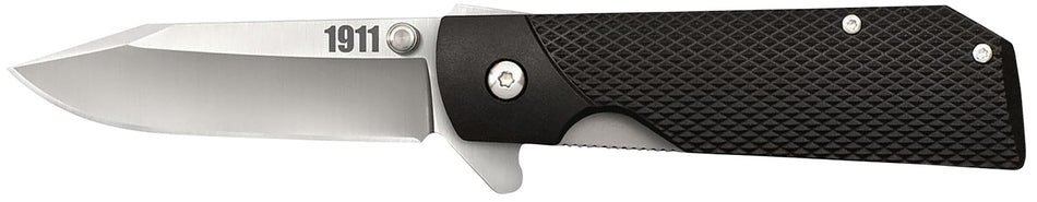 Cold Steel CS20NPJAAZ 1911 Folding 3" Plain Clip Point 4034 SS Blade Black Griv-Ex Handle Includes Ambidextrous Pocket Clip