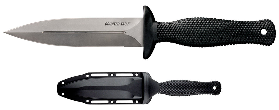 Cold Steel CS10BCTL Counter TAC I Fixed 5" Plain Spear Point Stone Washed AUS-8A Stainless Blade Kray-Ex Handle Includes Belt Clip Sheath