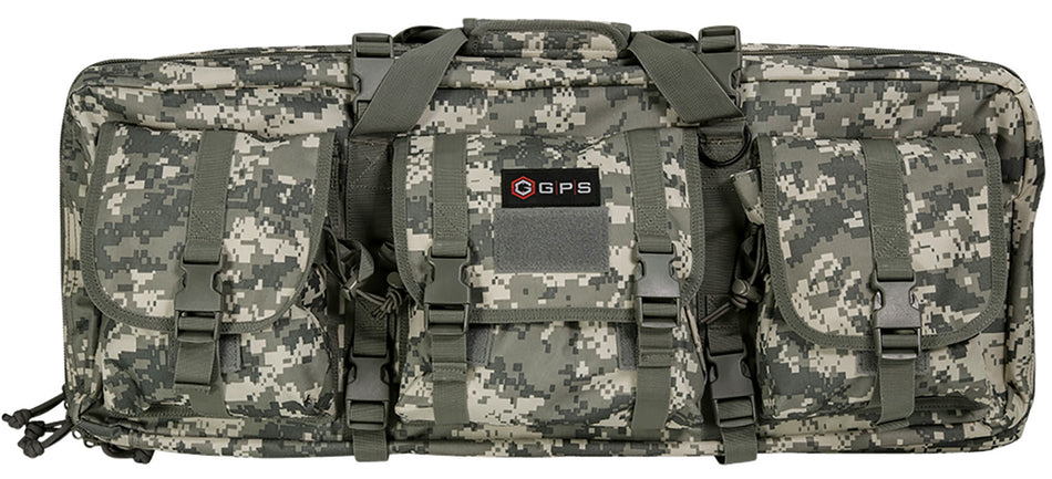 GPS Bags DRC28ACU A-TACS AU Double Rifle Case 600D Polyester with 2 Padded Pistol Sleeves and MOLLE