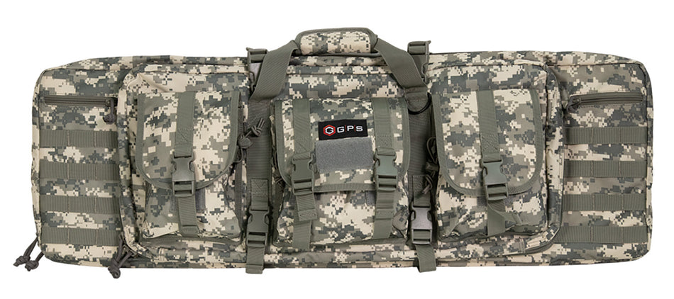 GPS Bags DRC36ACU 36" A-TACS AU Camo Double Rifle Case 600D Polyester MOLLE Webbing Lockable Zippers