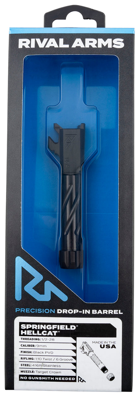 Rival Arms Precision V1 Threaded Spiral Fluted Black PVD Stainless Barrel, Springfield Hellcat