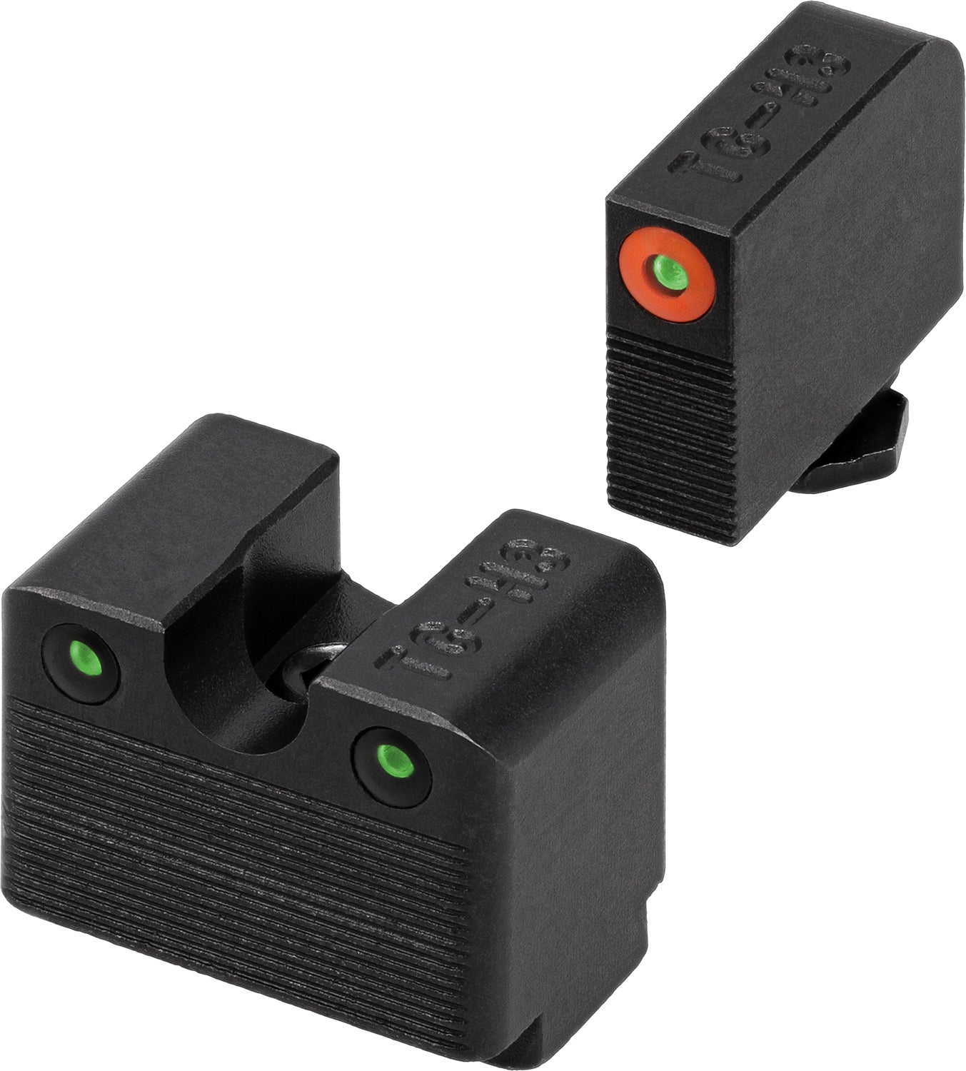 TruGlo Tritium Pro Night Sight Set White Outline Front Green Rear FOCUSLOCK Ring