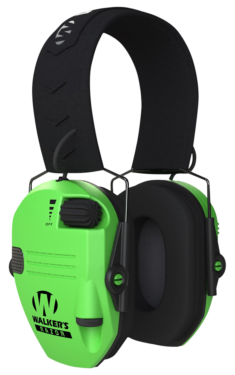 Walker's Razor Slim Electronic Ear Muff 23 dB Hi-Viz Green/Black Polymer Over the Head