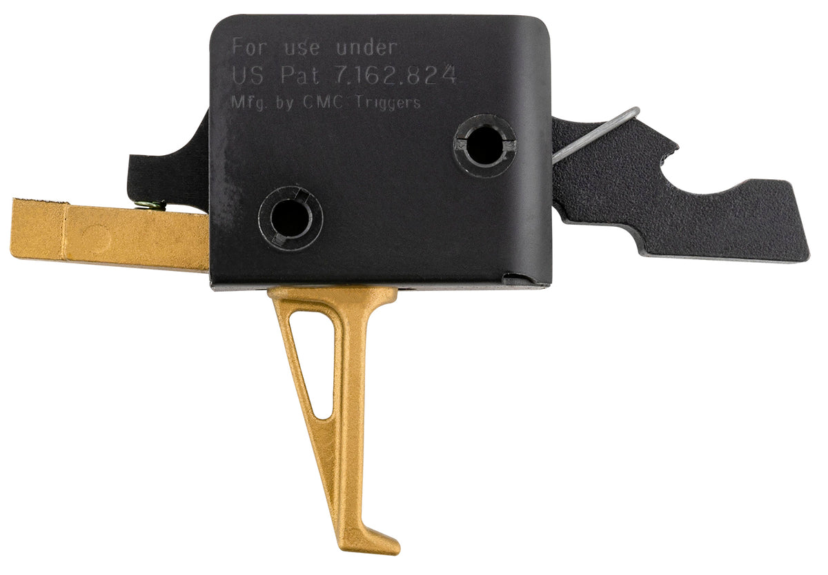 CMC Triggers AR-15 91503GF Drop-In Gold Finger Flat Single-Stage Trigger 3-3.5 lb Gold