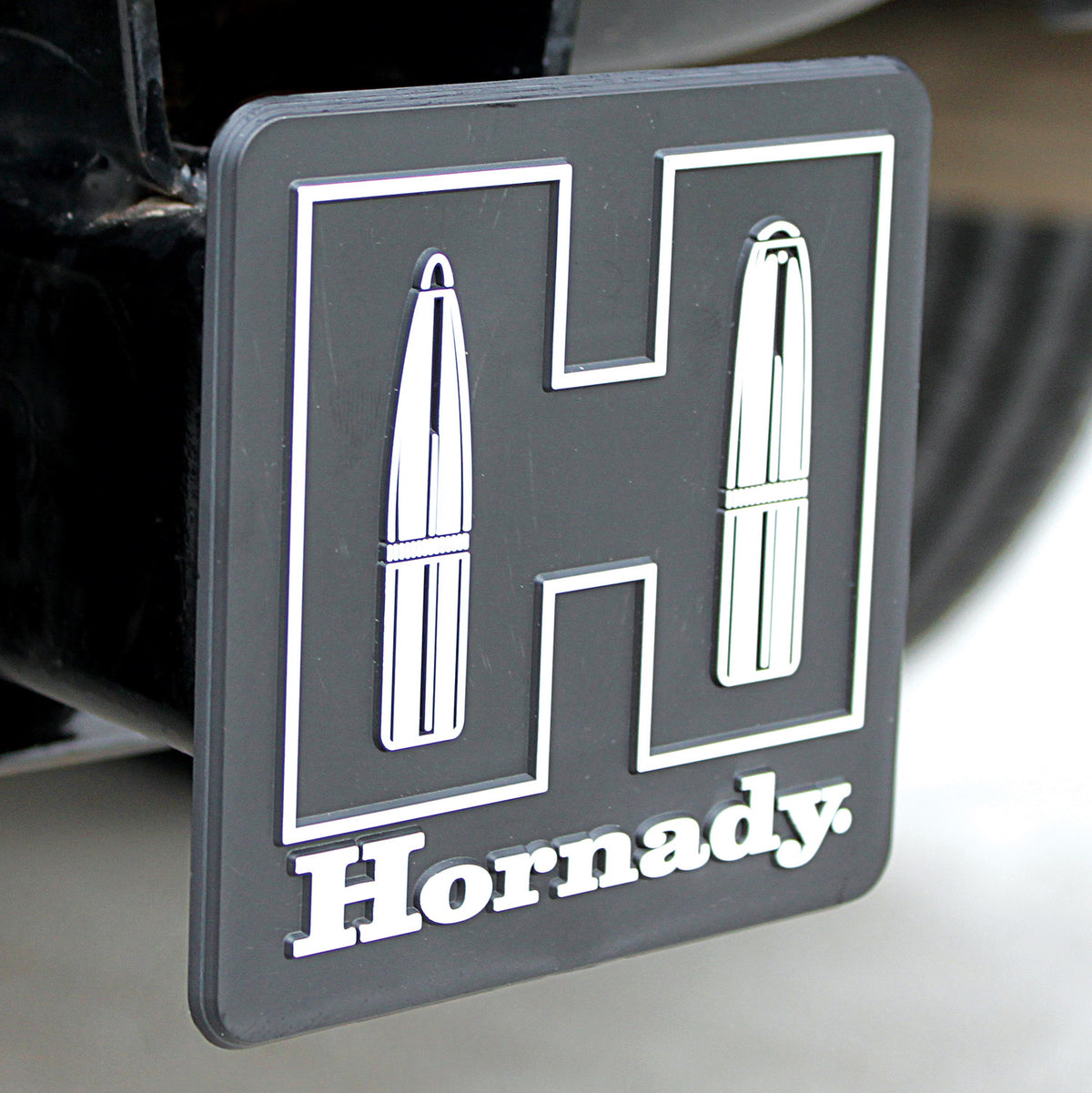 Hornady Branded 2 Inch Trailer Hitch Cover Black White Plastic